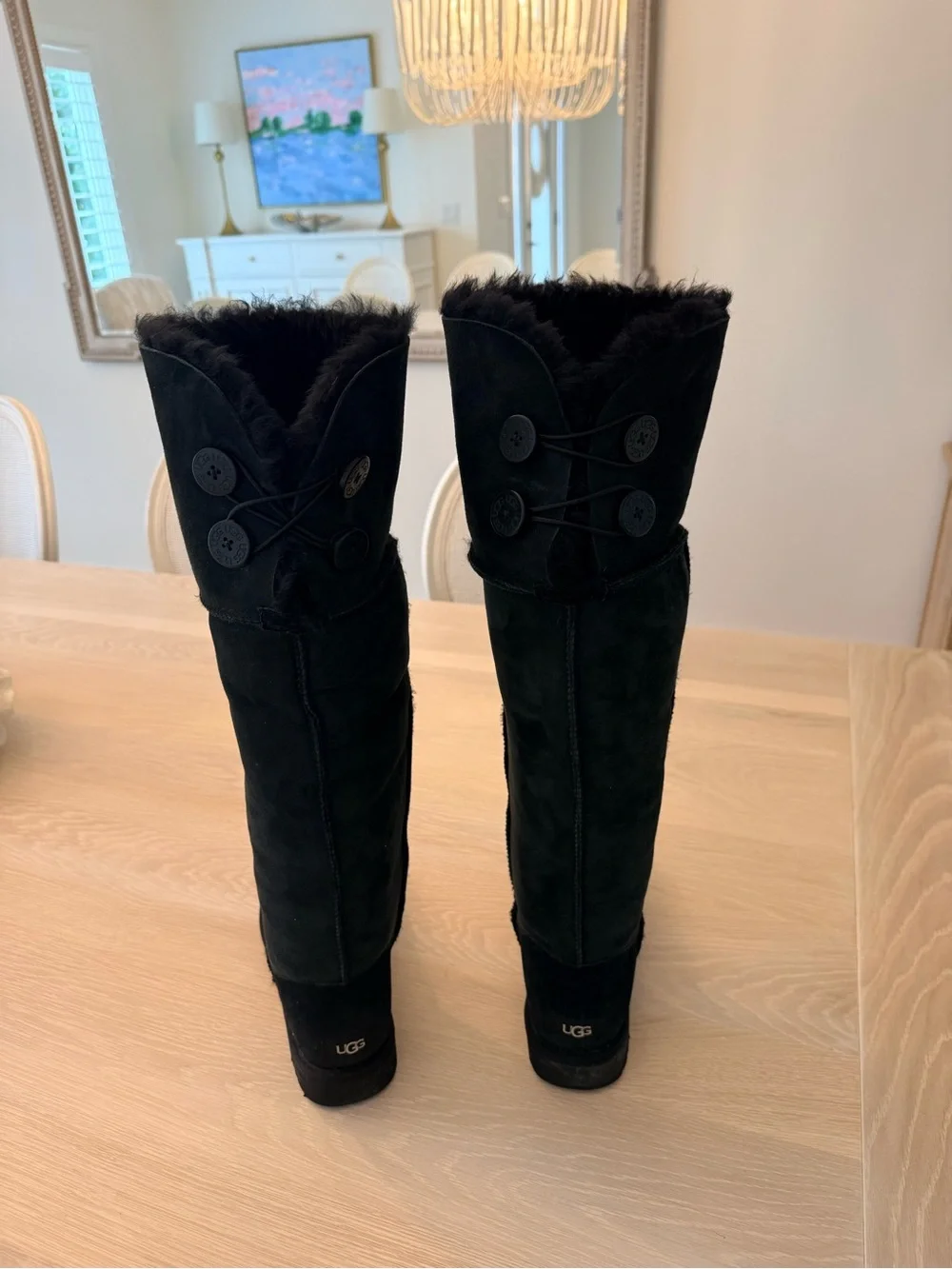 UGG Bailey Over The Knee Black Suede Boots Size 9
